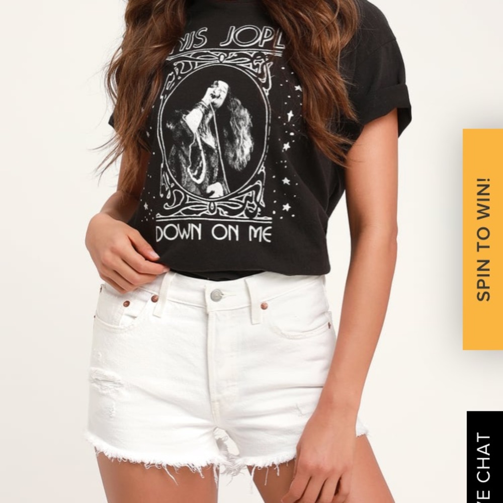 Levi’s 501 MID RISE WHITE DISTRESSED DENIM SHORTS